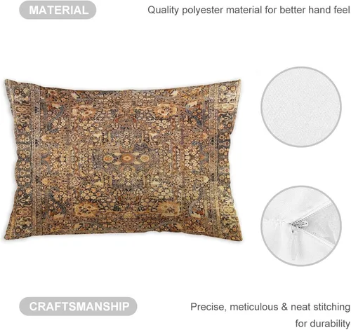 Vista 3 de Fundas de almohada persa Kirman con estampado antiguo, 8 fundas de almohada de 12 x 20 pulgadas, terciopelo suave, fundas de cojín decorativas
