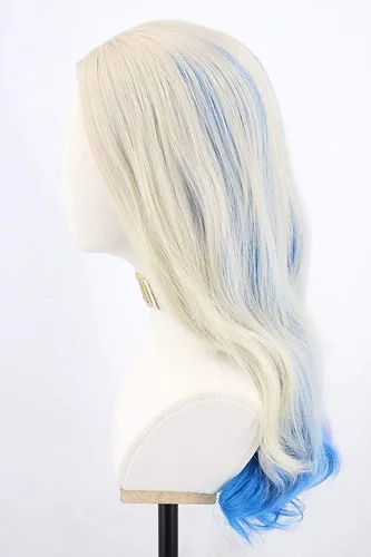 Vista 6 de Topcosplay Peluca rizada para mujer, disfraz de Halloween, cosplay, peluca rubia mezclada, azul, rosa, degradado