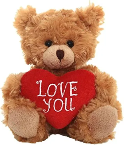 Vista 12 de Plushland Oso de Peluche Mocha Corazón - Sé Mío - Oso de Peluche para Niños y Adultos - Almohada de Corazón Bordado - Marrón - 6 pulgadas