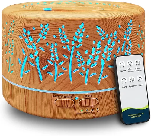 Vista 8 de Difusores para aceites esenciales de 600 ml para habitación grande, difusores de aceites esenciales para el hogar con control remoto, humidificador