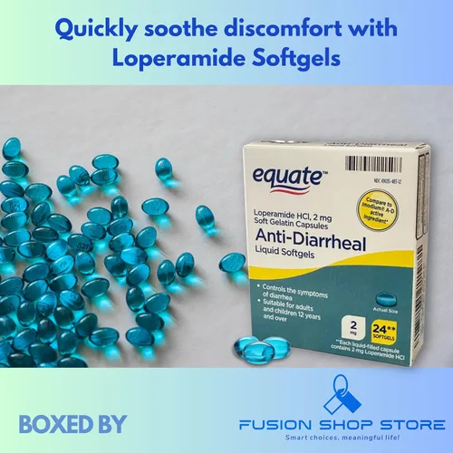 Vista 4 de Cápsulas blandas antidiarreicas - Loperamida HCl 2 mg, 24 unidades (paquete de 1), en caja por Fusion Shop Store