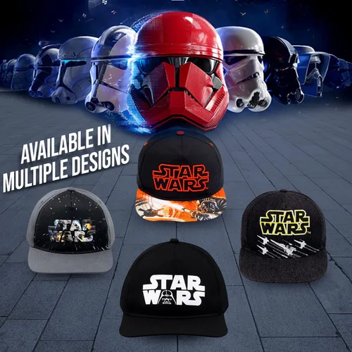 Vista 6 de Star Wars Gorra de béisbol clásica bordada con logotipo plano, para niños y jóvenes