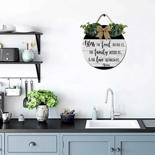 Vista 2 de Bless The Food Before Us, The Family Beside Us Farmhouse - Decoración de pared de cocina