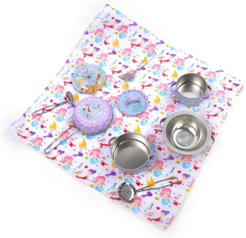 Vista 8 de Floss & Rock Mermaid Chef's Kitchen Set - Juego de cocina en miniatura de 10 piezas en estuche redondo