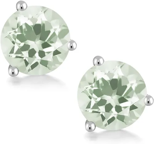 Vista 150 de Gem Stone King Aretes de oro de 14 quilates, 0.236 in, piedra natal redonda, Martini, 3 puntas, aretes de oro para mujer