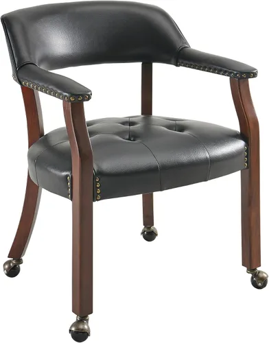Vista 21 de LEEMTORIG Sillas de comedor grandes con ruedas y brazos, sillas de comedor con ruedas rodantes, sillas de escritorio de oficina de madera maciza, 26
