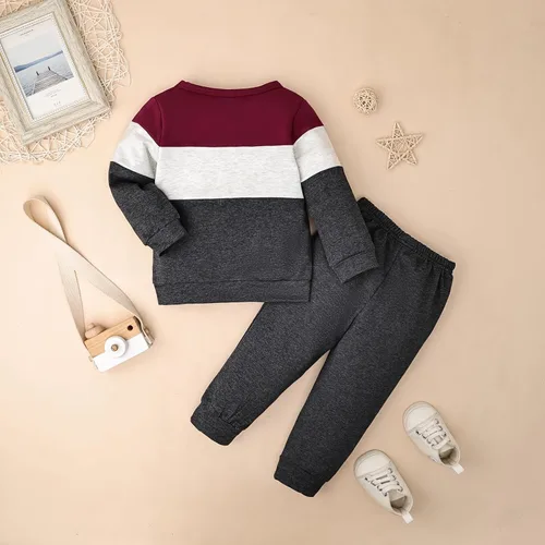 Vista 21 de Ropa de otoño e invierno para bebé, trajes de niño pequeño, sudadera de manga larga, sudadera de retazos y pantalones, 2 piezas, 12 meses a 5 años