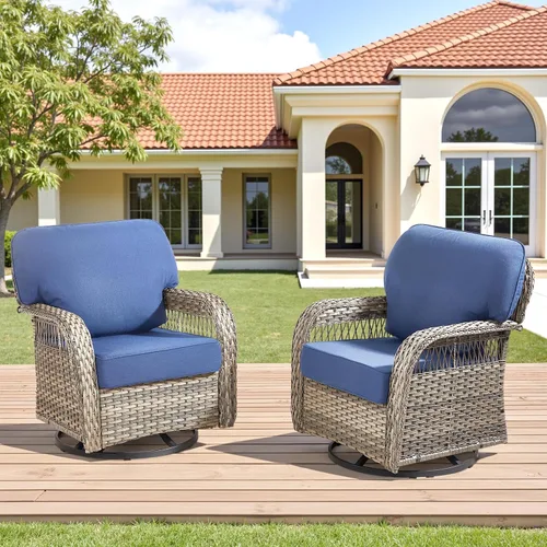 Vista 44 de Sofá de mimbre para patio al aire libre de 75 pulgadas, sofá de ratán para todo tipo de clima, sofá de respaldo alto con asiento profundo y funda