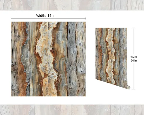 Vista 2 de FLFK Papel pintado de madera rústica, mural de grano de madera para despegar y pegar para sala de estar, dormitorio, cocina, oficina, decoración