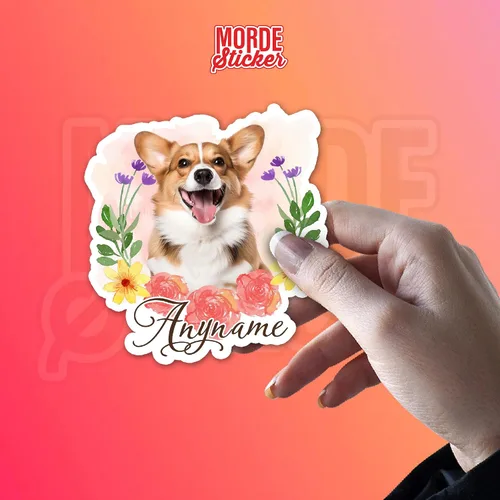 Vista 6 de Calcomanía personalizada con foto de perro y gato, retrato de mascota con nombre y flores, cara, fotos impermeables de vinilo troquelado