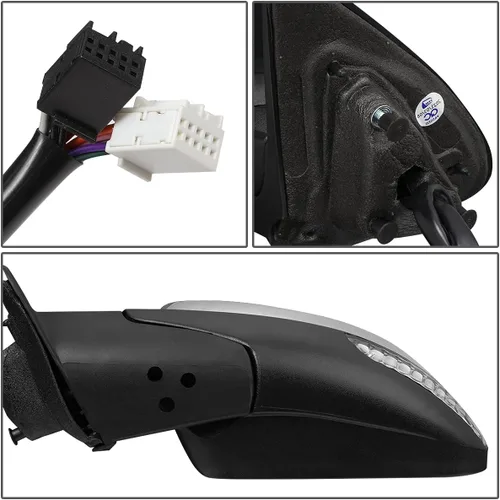 Vista 4 de DNA Motoring OEM-MR-CH1320420 Espejo retrovisor de puerta lateral izquierdo con calor alimentado compatible con Durango 2011-2022, con detección