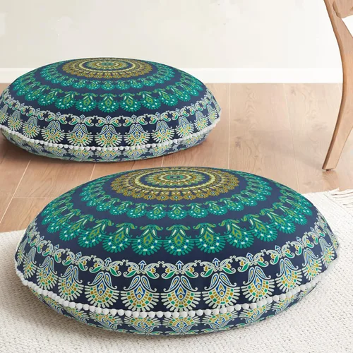 Vista 19 de Codi - Cojín de suelo para meditación, grande y redondo para adultos, diseño bohemio de mandala para exteriores, chimenea, yoga, sala de estar, 32