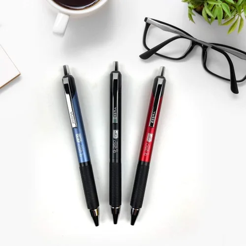 Vista 5 de Zebra Pen Paquete de 2 bolígrafos de gel G-350, tinta negra, punta media de 0.028 in, barril de metal negro espacial premium, tinta de secado