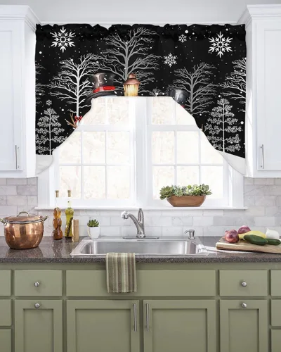 Vista 13 de Árbol de Navidad, cenefa de cocina, cenefa con bolsillo para barra, paneles de cortina para dormitorio, sala de estar, baño, cafetería, ventanas