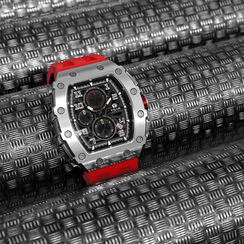 Vista 7 de TSAR BOMBA Relojes automáticos para hombre, reloj de esqueleto mecánico, relojes analógicos impermeables de 164.0ft, correas de reloj fluorubber