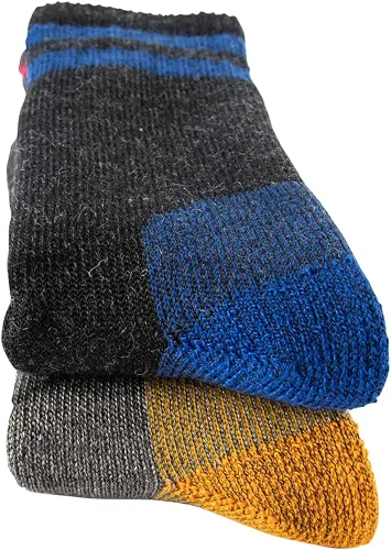 Vista 8 de CEREBRO Calcetines de lana merino para hombre, calcetines acolchados a media pantorrilla, que absorben la humedad, calcetines de senderismo