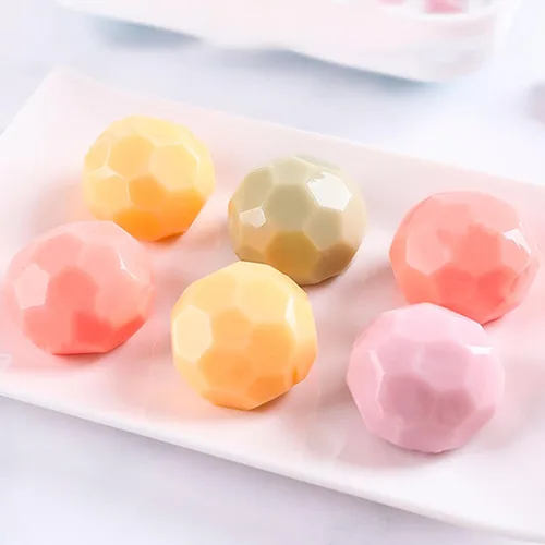Vista 4 de 2 piezas de moldes de silicona para pastel de bola de diamante, moldes de silicona para hornear pastel de mousse geométrico 3D de media bola, moldes