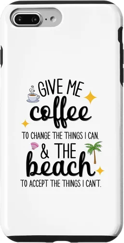 Vista 9 de iPhone 15 Funny Beach and Coffee Lovers "Give Me Coffee and the Beach" Case