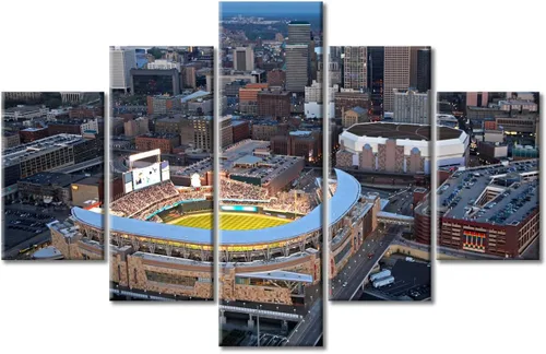 Vista 40 de Busch Stadium Baseball Home Decor St. Louis, Missouri Cityscape - Pósteres e impresiones artísticas de pared de 5 piezas de estadios de béisbol