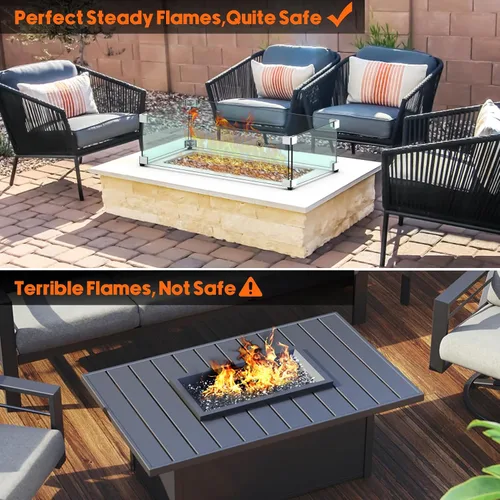Vista 4 de Skyflame Protector de viento rectangular de vidrio para fogatas de 24 x 12 pulgadas, reemplazo para exterior