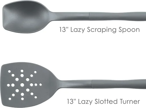 Vista 3 de Rachael Ray Juego de cucharas flexi Turner y raspar y utensilios de cocina, 2 piezas, color gris