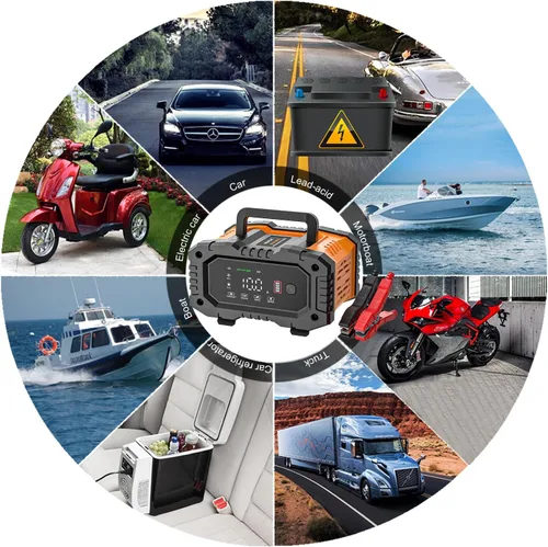 Vista 7 de NEXPEAK NC202 Cargador de Batería de 10 Amperios, Cargador de Batería Portátil para Automóvil de 12V 24V LiFePO4 Ácido de Plomo, Cargador por Goteo