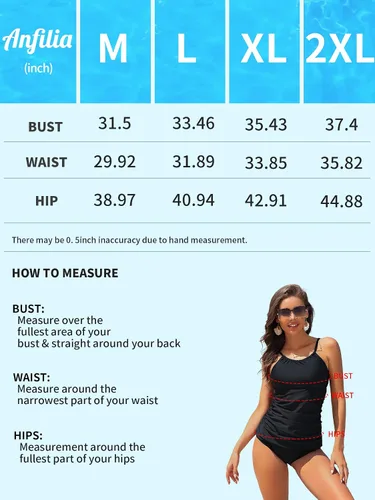 Vista 7 de ANFILIA Tankini para mujer, cuello alto, ajuste delgado, fruncido, solo UPF50+