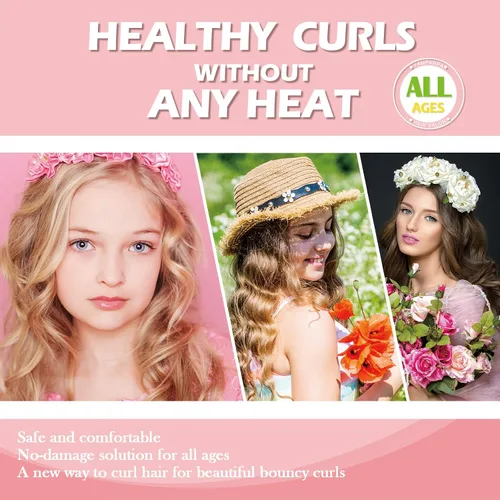 Vista 4 de Rizos sin Calor con Diadema para la Noche, 70'' Rizadores de Cabello sin Calor para Cabello Mediano a Largo, Negro