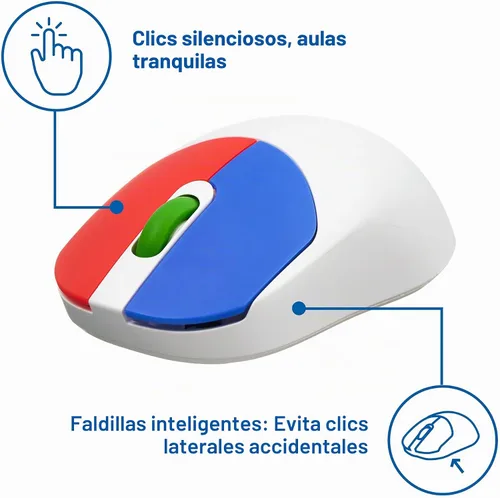 Vista 5 de Clevy Mouse para niños, colorido y ergonómico USB para computadora portátil para uso escolar y doméstico, mouse con cable compatible con niños
