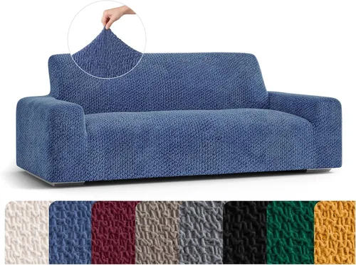 Vista 34 de PAULATO BY GA.I.CO. Funda para sofá, funda de sofá biplaza, funda elástica para sillón, funda de tela de poliéster suave, colección terciopelo Negro