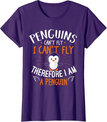 Vista 13 de Penguins Can't Fly Shirt - Camiseta de regalo para amantes de los pingüinos, Azul Azul Marino