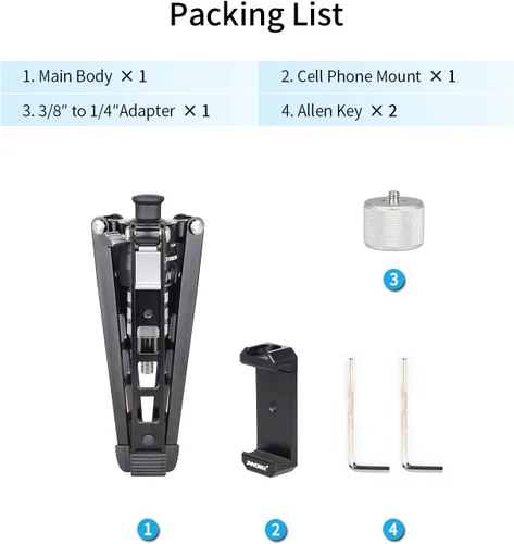 Vista 7 de Innorel PW70 - Mini trípode de mesa con tornillo de 1/4" a 3/8" y carcasa de aluminio CNC para teléfono celular, carga máxima de 33 lb para cámara