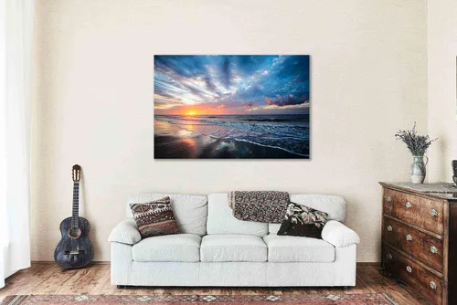 Vista 5 de Coastal Canvas Wall Art (Ready to Hang) Gallery Wrap of Scenic Sunrise Over Ocean at Hilton Head Island South Carolina Beach Photography Atlantic