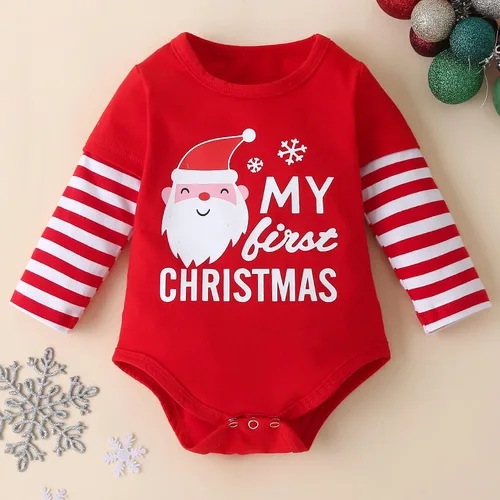 Vista 4 de Fullfamous Conjunto de mameluco y pantalón de 3 piezas con volantes de manga larga para bebé niña christmas 1