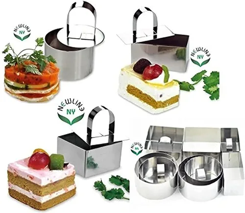 Vista 8 de Anillos de postre de acero inoxidable (4 piezas) Ensaladas moldeadas en forma de corazón, moldes de mousse para pasteles, cortador de capas