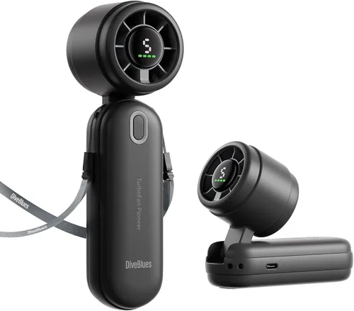 Vista 13 de Diveblues Ventilador turbo de mano portátil de alta velocidad, alimentado por batería recargable USB, pequeño ventilador de bolsillo portátil