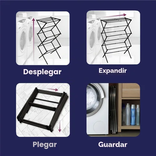 Vista 7 de BLACK+DECKER Organizador de lavandería extensible/plegable para secar ropa. Esencial para campamento/remolques o cualquier lugar donde seque la ropa
