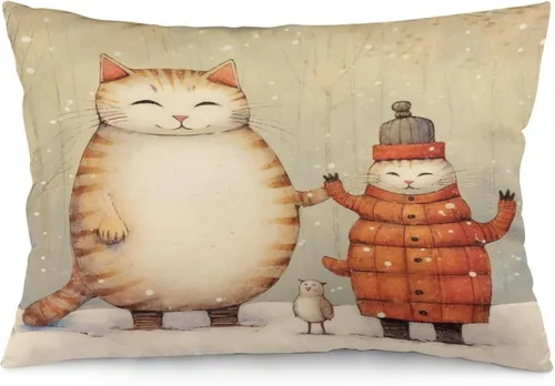 Vista 24 de Fundas de almohada decorativas de invierno, con bastones de caramelo, alce, Papá Noel, paseos en trineo, 12 x 20 pulgadas, con cremallera