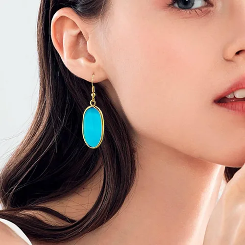 Vista 2 de Pendientes colgantes de piedra curativa de cristal natural para mujer
