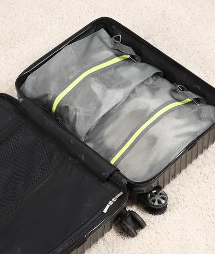 Vista 6 de Paquete de 2 bolsas para zapatos de viaje, bolsas para tenis, bolsas impermeables para zapatos de viaje con cremallera para embalaje, bolsas contra