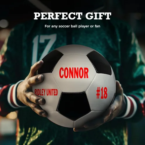 Vista 7 de Balón de fútbol personalizado con nombre o texto, tamaños 3, 4 o 5, regalos de fútbol personalizados de estilo clásico para hijo, hija, niño o niña