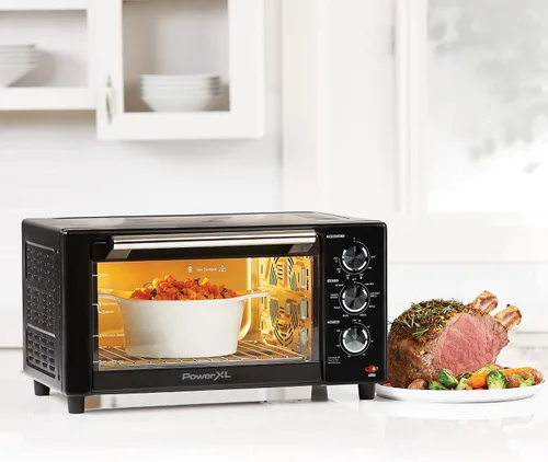 Vista 4 de PowerXL Air Fryer Grill Plus 8 en 1 asado, horneado, parrilla eléctrica para interiores (paquete de accesorios de 5 piezas), color negro