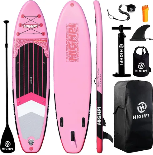 Vista 12 de Highpi Inflatable Stand Up Paddle Board for Youth and Adults – Wide Sup with Premium Accessories, Blow Up Paddleboard for Surfing, Fishing, Yoga &