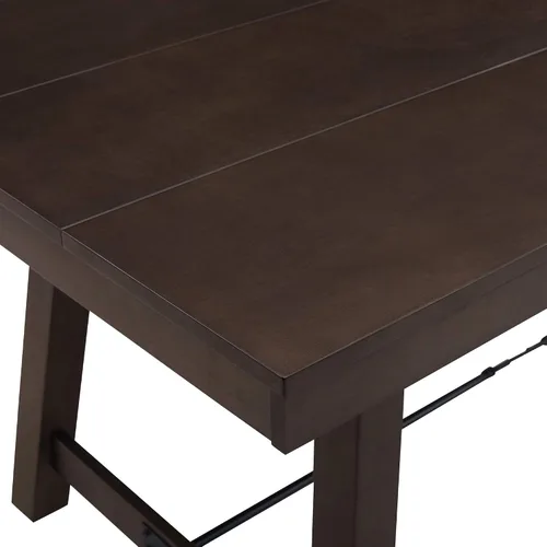 Vista 4 de Walker Edison Liam Rustic Farmhouse - Mesa de comedor estilo caballete, 70 pulgadas, roble marrón oscuro