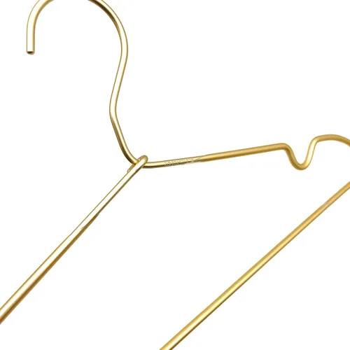 Vista 6 de Perchas de ropa de alta calidad de 16.5 pulgadas de metal dorado con gancho antideslizante para ropa sucia con alambre para ropa, perchas