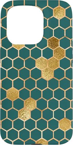 Vista 14 de Bees Honeycomb Pattern Print Honey Hexagon Bees Hive - Green Case for iPhone 17