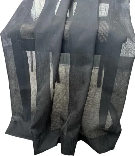 Vista 4 de sheetsnthings Solid Abri Panel de Cortina Transparente Arrugada con Bolsillo para Barra, 50 Pulgadas de Ancho x 63 Pulgadas de Largo, Negro