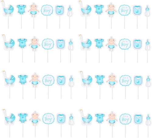 Vista 6 de Quotidian Paquete de 48 adornos de papel decorativo para cupcakes de 4 pulgadas (3.9 in), color azul