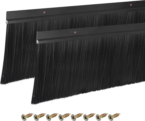 Vista 36 de uxcell 2 piezas barredor de cepillo inferior para puerta forma H base de aleación de aluminio con cepillo de nailon de 0.4 pulgadas para hogar
