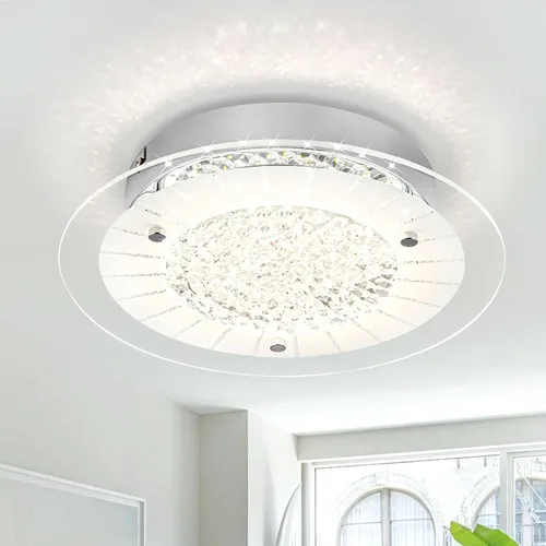 Vista 13 de Lámpara de techo de cristal de montaje al ras, lámpara de techo LED moderna de 8.3 pulgadas, lámparas de araña de cristal regulables